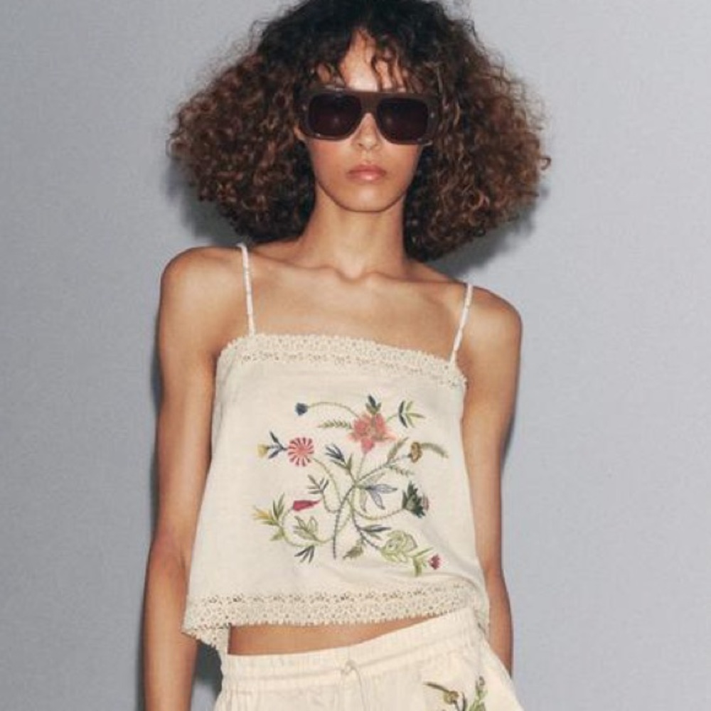 Zara ZW Collection Embroidered Top